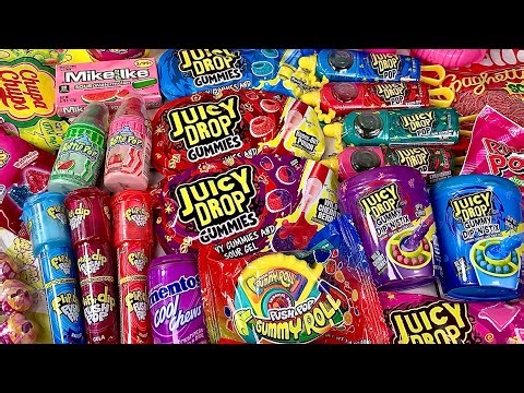 Unboxing Satisfying ASMR Push Pop Candy Snack Box Jelly Gummy Food Challenge Mukbang
