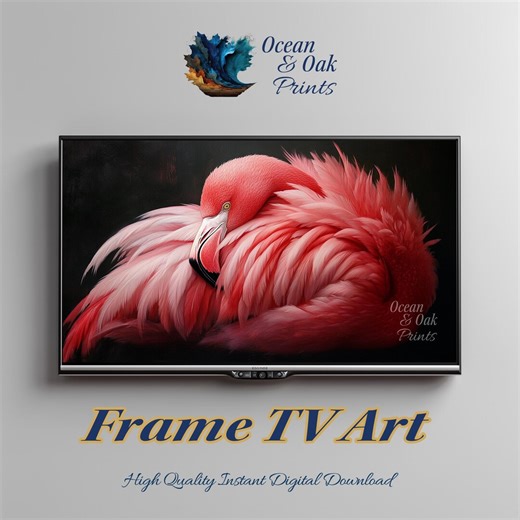 Moody Modern Flamingo Frame TV Art, Naturalistic Pink Bird Portrait, Elegant Texture, Dramatic Feather Details, Digital Download 2094 - Etsy