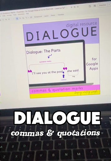 Dialogue finally clicks when students can see it. Commas and quotation marks don’t stick when they’re taught in isolation So I built this dialogue resource to do the opposite ✔️ Clear anchor charts ✔️ Interactive drag & drop practice ✔️ Sentence sorting (correct vs. incorrect) ✔️ Low-stress Google Forms quiz ✔️ Built for modeling, guided practice, AND assessment This is the lesson I pull when students think they understand dialogue… but their writing says otherwise. And this resource isn’t stand