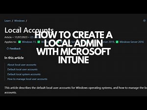 How to create a Local Admin with Microsoft Intune
