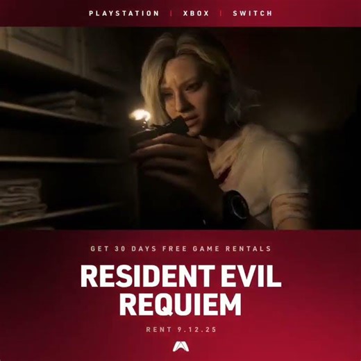 Rent Resident Evil Requiem for the PS5, Xbox or Nintendo Switch from GameFly and Save