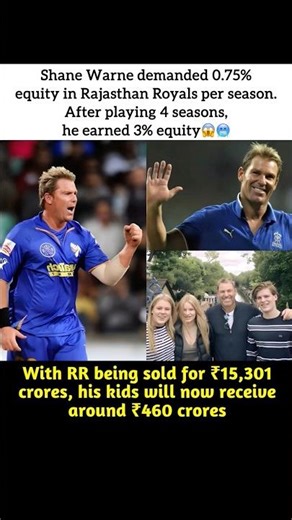 Shane warn just earned 460cr through RR being sold😱🚨🥶 #sportsyaari #sportsadda #ipl #iplchampions