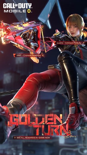 Crimson chaos incoming 💥 Unlock Lustre - Crimson Fortuity and her Legendary VMP - Crimson Sparkfire in the Golden Turn Draw, live NOW! | Call of Duty: Mobile