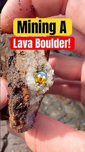 Mining Lava Boulder For Crystals! 😱 #nature #rocks #shorts