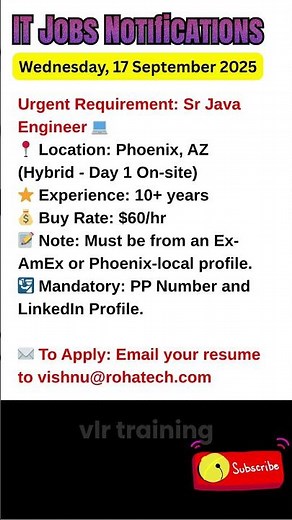 Sr Java Engineer Job with AmEx Experience Sept 17, 2025 #hiring #jobsearch #jobopening