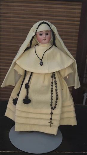 beautiful German doll dressed as a nun, 30 cm tall