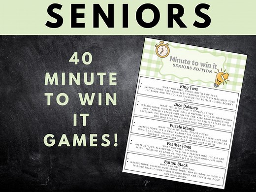 Seniors Edition: Minute to Win It | 40 Quick and Fun Games for the Elderly | 60 Second Games Bundle Perfect for Nursing Homes and Retirement - Etsy