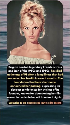 Brigitte Bardot, a legend of cinema and activism, has died at 91.