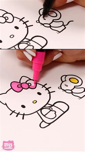 Hello Kitty on Instagram: "If you like to draw, follow along on how to draw Hello Kitty and her friend, Joey on the #HelloKittyandFriends YouTube channel! ✏️ Link in bio."