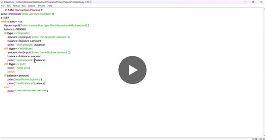 #python #pythonprogramming #atmproject #codingpractice #studentdeveloper #learningpython #softwaredevelopment #btech | Akshaya Mekathoti