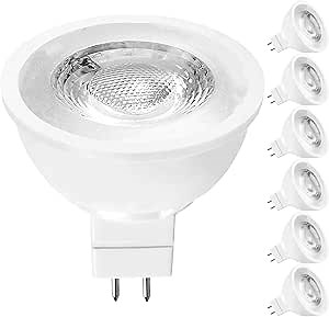 LUXRITE MR16 LED Bulb 50W Equivalent, 12V, 5000K Bright White Dimmable, 500 Lumens, GU5.3 LED Spotlight Bulb 6.5W, Enclosed Fixture Rated, Perfect for Track and Home Lighting (6 Pack)