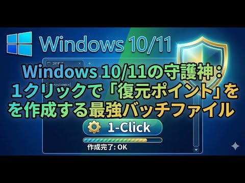 Windows 10/11の守護神：1クリックで「復元ポイント」を作成する最強バッチファイル