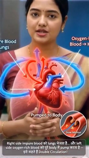 Heart Working Explained 🔥 | Double Circulation + Pacemaker | 60 Sec Biology#shorts