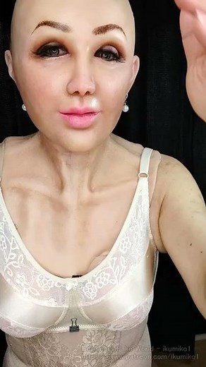 Realistic female mask fitting. During cosplay transformation.