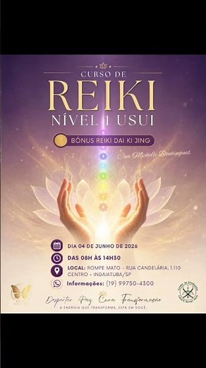 ✨ Curso de Reiki Nível 1 Usui + Bônus Reiki Dai Ki Jing ✨ em Indaiatuba