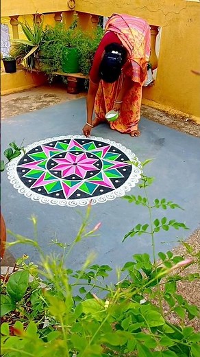 Color kolam|easy 3d kolam| 3d rangoli design | simple kolam | p square rangoli