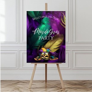 Mardi Gras Theme Welcome Sign Carnival Event, Editable Canva Template, Digital Download - Etsy