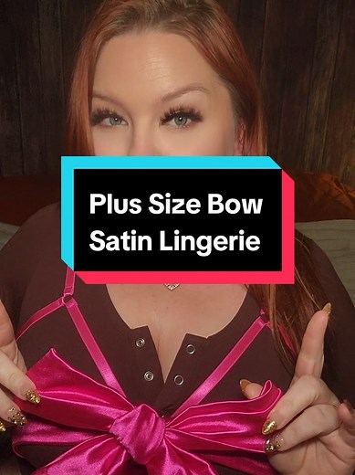 Sexy Plus Size Satin Bow Lingerie Set for Valentine's Day