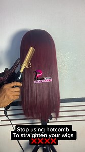 Using a hot comb to straighten a wig can damage the hair, causing it to become dry, brittle, and break. Side effectsHair damage: Using a hot comb can cause hair to become dull, frizzy, and more prone to split ends. Breakage: Intense heat damage can cause hair to break. Hair loss: Hair straightening can cause hair loss. Scalp issues: Hair straightening can cause scalp pain, desquamation, allergic reactions, and thinning of the skin. Tips to prevent damageUse a heat protectant spray. Don't use the