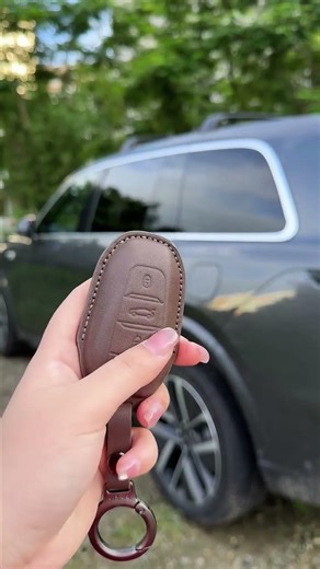 Genuine Leather Car Key Fob Cover Case. #shorts