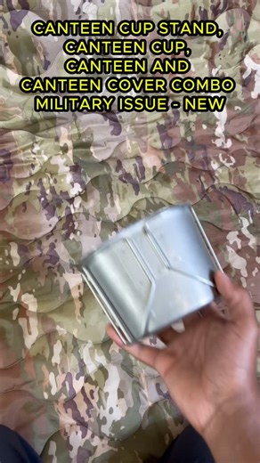 💧🥤 Canteen Cup Stand, Canteen Cup, Canteen & Canteen Cover Combo – Military Issue (New) Stay hydrated and field-ready with this complete U.S. Military Canteen Combo, built for durability and reliability in any environment. Whether you’re camping, hiking, or prepping, this set has everything you need to keep your water secure and ready to heat or drink. ✅ Includes * 1 QT Military Canteen – durable BPA-free plastic, authentic U.S. issue * Canteen Cup – stainless steel construction, perfect for h
