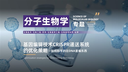 【课题介绍｜分子生物学专题】基因编辑技术CRISPR递送系统的优化策略--如何科学的往DNA里编东西