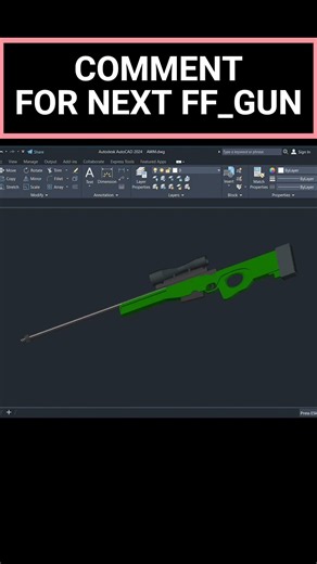 AWM (Sniper Rifle) l AUTOCAD 3D l By DEBUG_2 l #autocad #cad #freefire #shorts #tutorial #3dcad