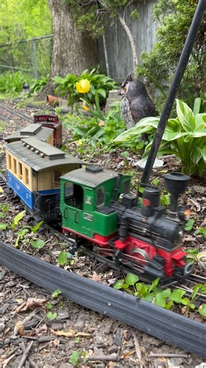 Running the garden train a bit while gardening, haven’t done the spring cleaning on the garden yet, but they train is running! #gardentrain #gardenrailroad #gardening #garden #springtime #springtimevibes | Rail Brothers