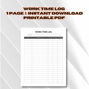 Printable Work Time Log, Work Hours Log, Digital Time Tracker, Activity Monitor, Time Allocation Record, Task Management Log, Task Timer PDF - Etsy.de