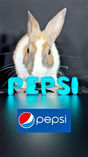 ASMR Cute Bunny Eating PEPSI Logo! 🐇🥤🔵 #shorts #pepsi # #asmr #rabbit #drink #tiktok