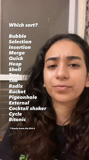 Chubby | Sorting algorithms (I didn’t even know half of these other algorithms that exist lol)! Recently got to know some additional nomenclature... | Instagram