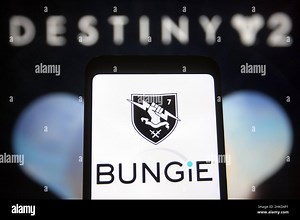 Ukraine. 2nd Feb, 2022. In this photo illustration, a Bungie Inc. logo of a video game developer is seen on a smartphone screen and Destiny 2 logo of an online video game in the background. (Credit Image: © Pavlo Gonchar/SOPA Images via ZUMA Press Wire Stock Photo - Alamy