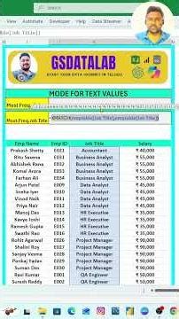 Find the Most Frequent Text Value in Excel MODE + XMATCH + INDEX Explained!