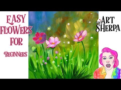 Easy Magical Meadow Flowers 🌺🥀💐 Live stream 🔴 Step by step Acrylic tutorial| TheArtSherpa