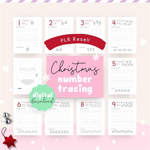 Christmas Number Tracing and Coloring Sheets, Holiday Activity Pages for Kids, Printable PDF, Editable Canva Template, PLR Commercial Use - Etsy UK