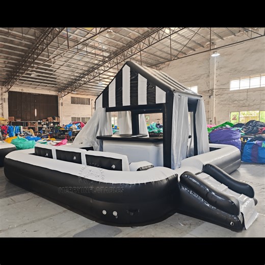 Black Blow up Pool Bar inflatable Platform Backyard Inflatable Floating Pool Table Sports Bar island - Factory Customized Inflatables Bouncy Castles Games Water Park Theme Park
