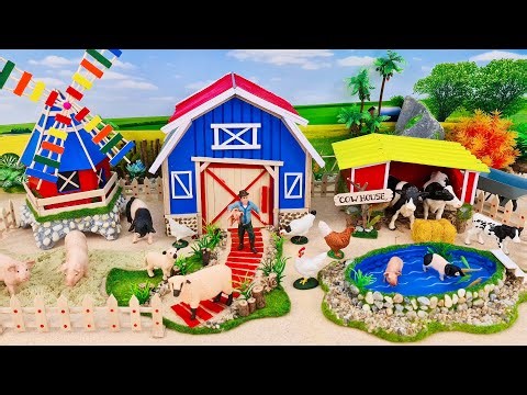 Top Creative Build Barn Farm Playset Toys with Barn for Horses, Cows - DIY Cattle Farm Toys
