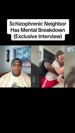 Schizophrenic Crazy Neighbor Has A Mental Episode (Exclusive Interview) DALLAS, TX - A man in Texas shared this footage of his neighbor who appears to be suffering with schizophrenia or some sort of mental breakdown. Today we interviewed Artemus, the man from the video who had a very interesting encounter with his neighbor. Here's what he had to say about the video. #doorbell #ring #neighbors #neighbor #crazy #crazylady #viral #fyp #texas #dallas #ringdoorbell #doorbellcamera #schizophrenia