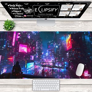 Cyberpunk Neon LED Mouse Pad, Cyberpunk Desk Mat, Retro Vapor Wave, Gaming Mouse Pad, Video Game, Vibrant Aesthetic RGB - Etsy
