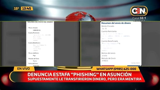 192K views · 1.9K reactions | ⚠ Atención: Estafan a un vendedor ❌ Denuncian estafa "phishing" en Asunción. Comprador supuestamente transfirió la suma de 5.800.000 pero era mentira, utilizó una aplicación para falsificar comprobante.  Ver Nota Completa https://youtu.be/NBBOrvJjwHs | C9N Paraguay | Facebook