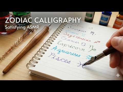 Satisfying Calligraphy: Writing 12 Zodiac Signs & Symbols (ASMR)