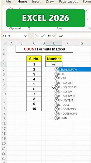 Count Formula In Excel | Excel Shortcuts #exceltricks #exceltutorial #tutorialexcel #tutorials