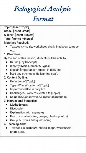 Pedagogical Analysis Format | B.Ed | #PedagogicalAnalysis #format #classroom #teachertraining