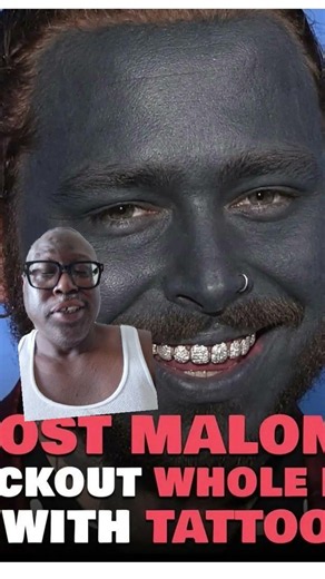 Post Malone tattoo his face black #postmalone #tattoo #popmusic #trending