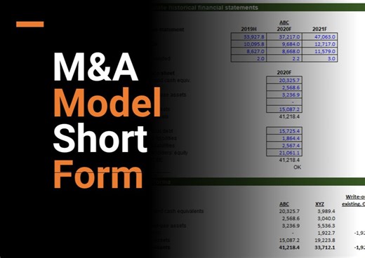M&A Model Short Form 搭建并购模型的入门学习材料