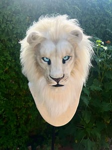 Realistic White Lion Fursuit Head - Handmade Cosplay Mask - Furry Costume - Custom Fursona - Halloween, Conventions, Mascot, LARP - Etsy