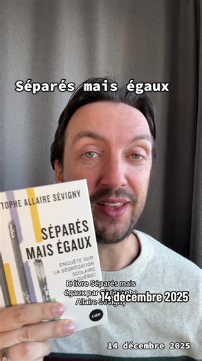 Je recommande le livre « Séparés mais égaux » par Christophe Allaire Sévigny de Lux Éditeur. Un état des lieux choquant mais nécessaire des inégalités dans notre système d’éducation. #FarnellMorisset #Québec #polqc #tiktokquebec