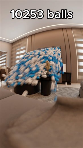 Living room filled with over 10000 balls super intense blender simulation 🔥 #blender #blender3d