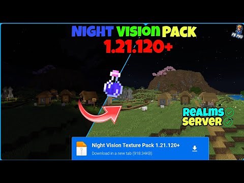 Night Vision Texture Pack 1.21.120 🔥 | Works on Realms & Servers 😎 | Minecraft Bedrock Edition