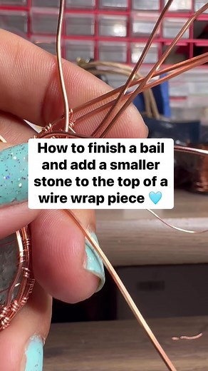 How to finish a bail and add a smaller stone to your pendant #wirewrap #howto #tipsandtricks #crystals #upclose #wirewrappedjewelry #wireweave #wirewrapped #diyjewelry #artisanjewlery #tutorials #tips #wireweaving #pliers #copperwire #handmadegifts #uplifting #meditation #artexpression #tutorials #tipsandtricks #jewelry #jewelrytutorial #wirewrappedjewelry #wirewraptutorial #coloredgemstones #kyanitejewelry #halloweenjewelry #witchyvibes #metaphysical #healingstones #wirecraft #crystals | Sprnkl